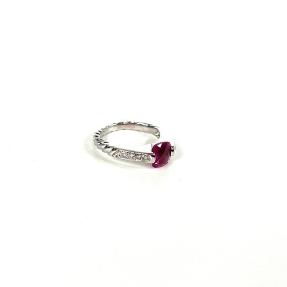 Authentic David Yurman 18k White Gold Pink Tourmaline Cable Ring 6.25 - Picture 1 of 10